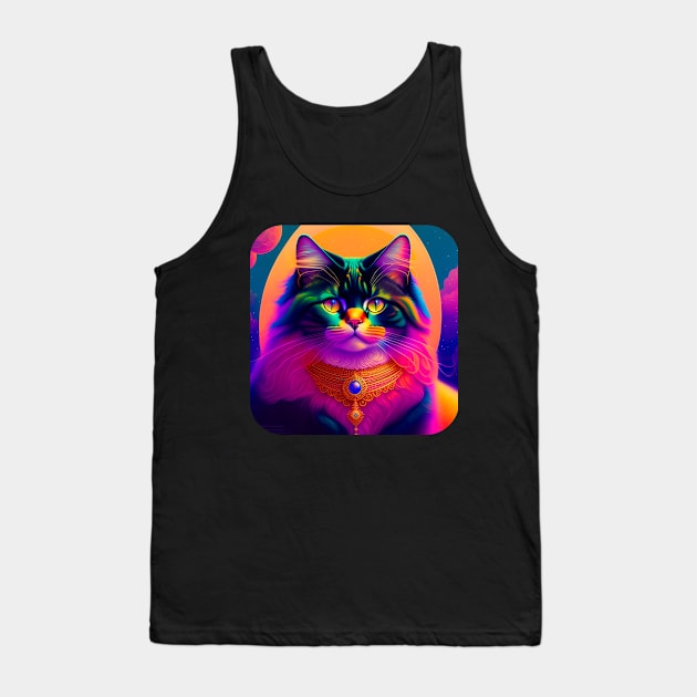 Galaxy Cat Coloful Tank Top by igzine